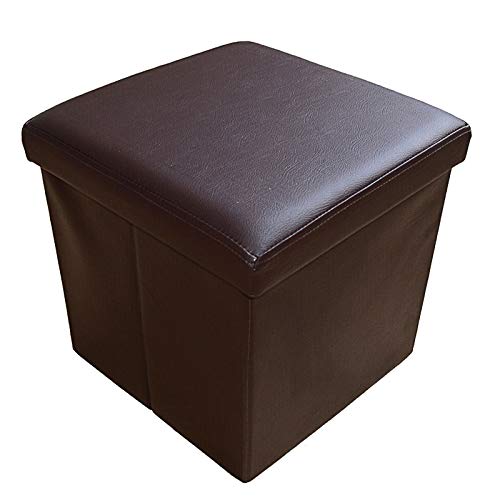 Style home Sitzhocker mit Stauraum, Faltbare Sitzbank, Sitztruhe aus Kunstleder, gepolstert Sitzwürfel Fußhocker Aufbewahrungsbox mit Deckel, für Wohnzimmer Schlafzimmer, 38 * 38 * 38 cm (Braun) von Style home