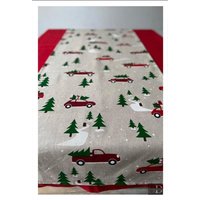 Weihnachtsleinen/Baumwoll-Tischläufer - Autos, Baum Und Schneeflocken von StyleDesign2020
