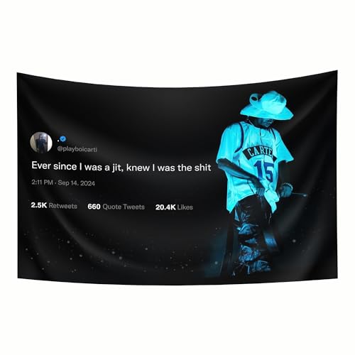 StyleNest Interior Playboi Carti Ever since I Was a Jit Timeless Rapper Tweet Tapisserie 101,6 x 152,4 cm Flaggenbanner Wanddekoration – Schlafzimmer Wohnzimmer von StyleNest Interior