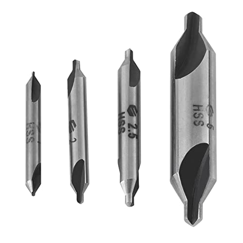 Stylebest 4pcs 1/2/2,5/5mm 60 Grad HSS -Center -Bohrer -Bits -Zentrierübungen, Spotting -Bohrer, Metalldreher -Arbeitswerkzeuge, 60 Grad für die Positionierung und Kampagneverarbeitung von Stylebest