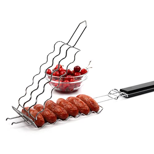 Stylebest Barbecue Grillkorb 6 Hot Dogs Metall Barbecue Wurst Rack Grill Mesh Clip Halter Picknick Küchenhelfer von Stylebest