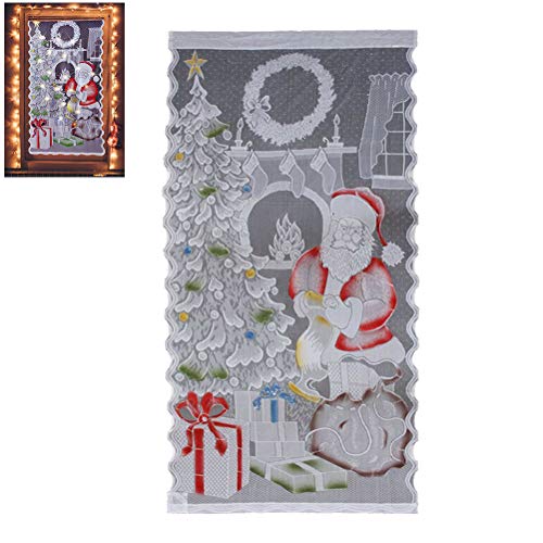 Stylebest Weihnachtsspitzenvorhänge mit LED -Leuchten, Schneemustern Weiße Durchscheinende Stoff, Tränen Weicher Polyester, für Wohnzimmer Schlafzimmer Wohnkultur, 40 X 84 Zoll (52) von Stylebest