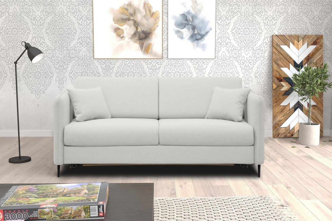 Stylefy 3-Sitzer Arnold, Sofa, 2-Sitzer, mit Bettfunktion, frei im Raum stellbar, Modern Design, Metall von Stylefy