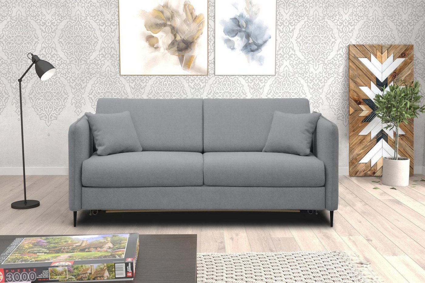 Stylefy 3-Sitzer Arnold, Sofa, 2-Sitzer, mit Bettfunktion, frei im Raum stellbar, Modern Design, Metall von Stylefy