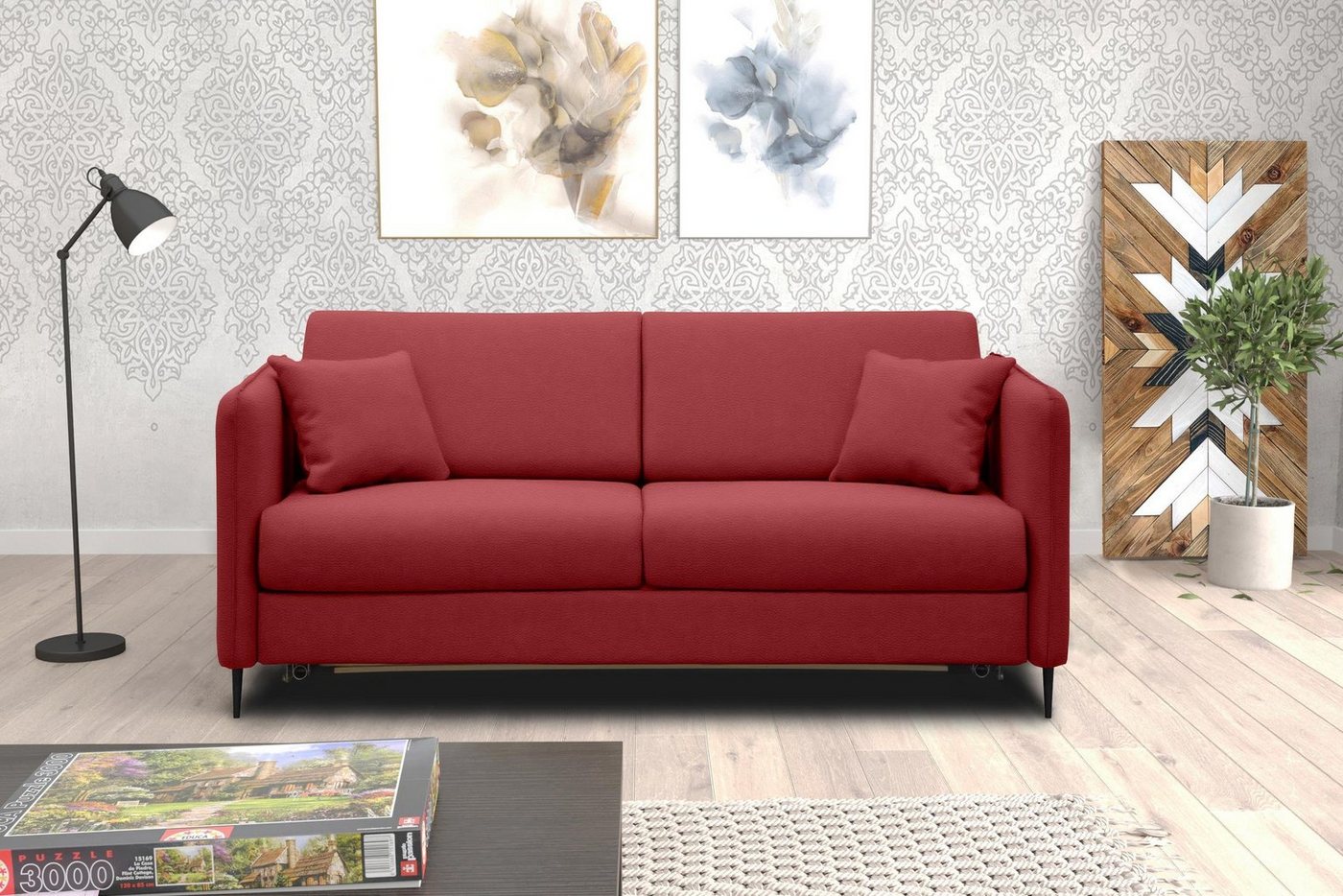 Stylefy 3-Sitzer Arnold, Sofa, 2-Sitzer, mit Bettfunktion, frei im Raum stellbar, Modern Design, Metall von Stylefy