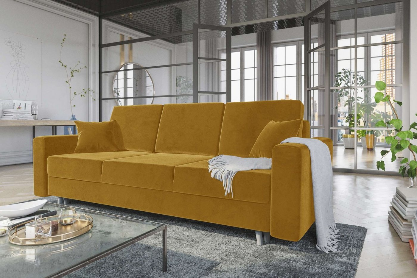 Stylefy 3-Sitzer Carmen, Sofa, Schlafsofa, Sitzkomfort, mit Bettfunktion, mit Bettkasten, Modern Design von Stylefy