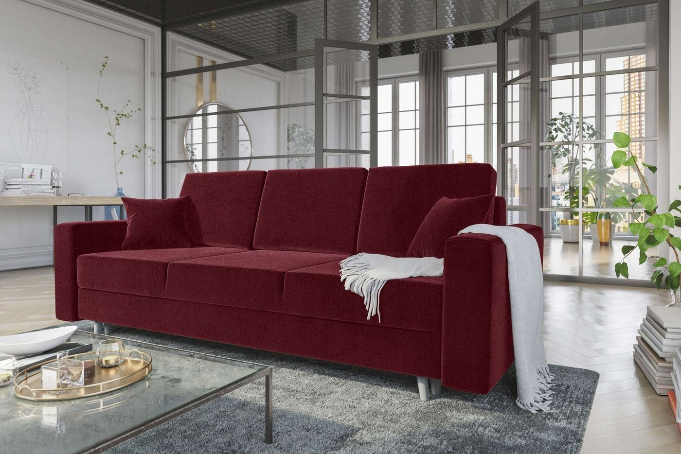 Stylefy 3-Sitzer Carmen, Sofa, Schlafsofa, Sitzkomfort, mit Bettfunktion, mit Bettkasten, Modern Design von Stylefy