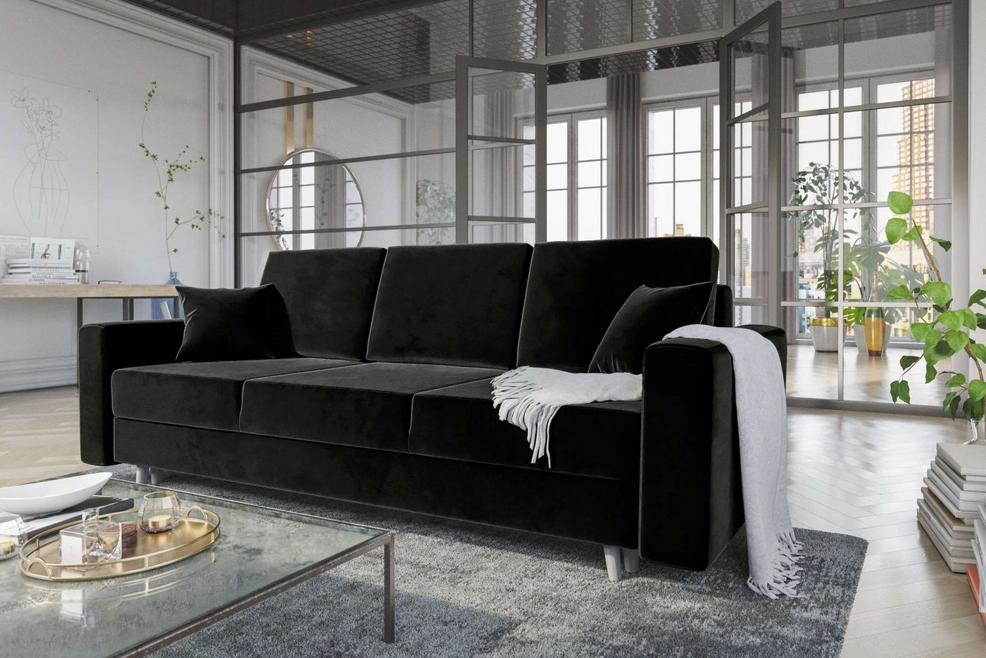 Stylefy 3-Sitzer Carmen, Sofa, Schlafsofa, Sitzkomfort, mit Bettfunktion, mit Bettkasten, Modern Design von Stylefy