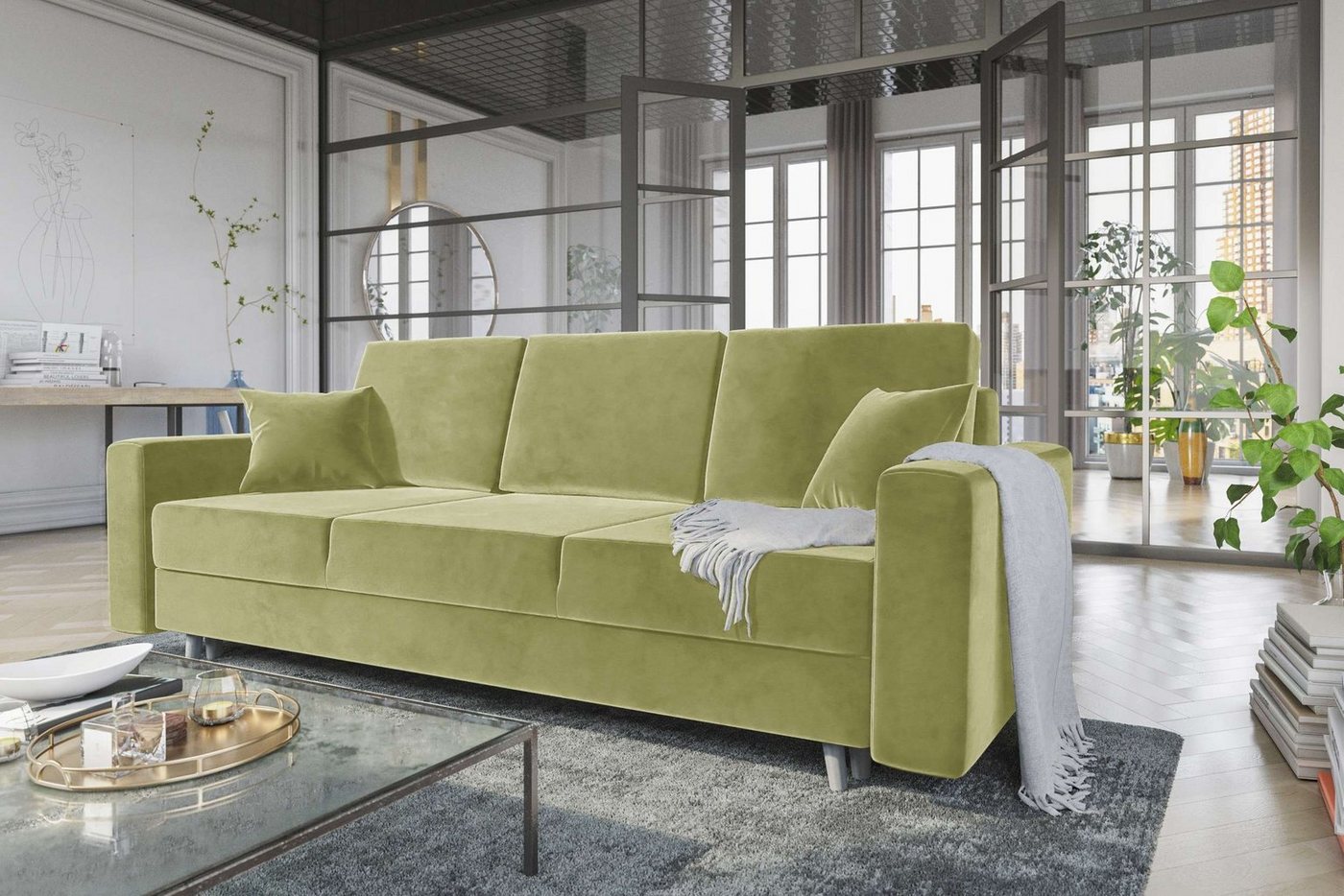 Stylefy 3-Sitzer Carmen, Sofa, Schlafsofa, Sitzkomfort, mit Bettfunktion, mit Bettkasten, Modern Design von Stylefy