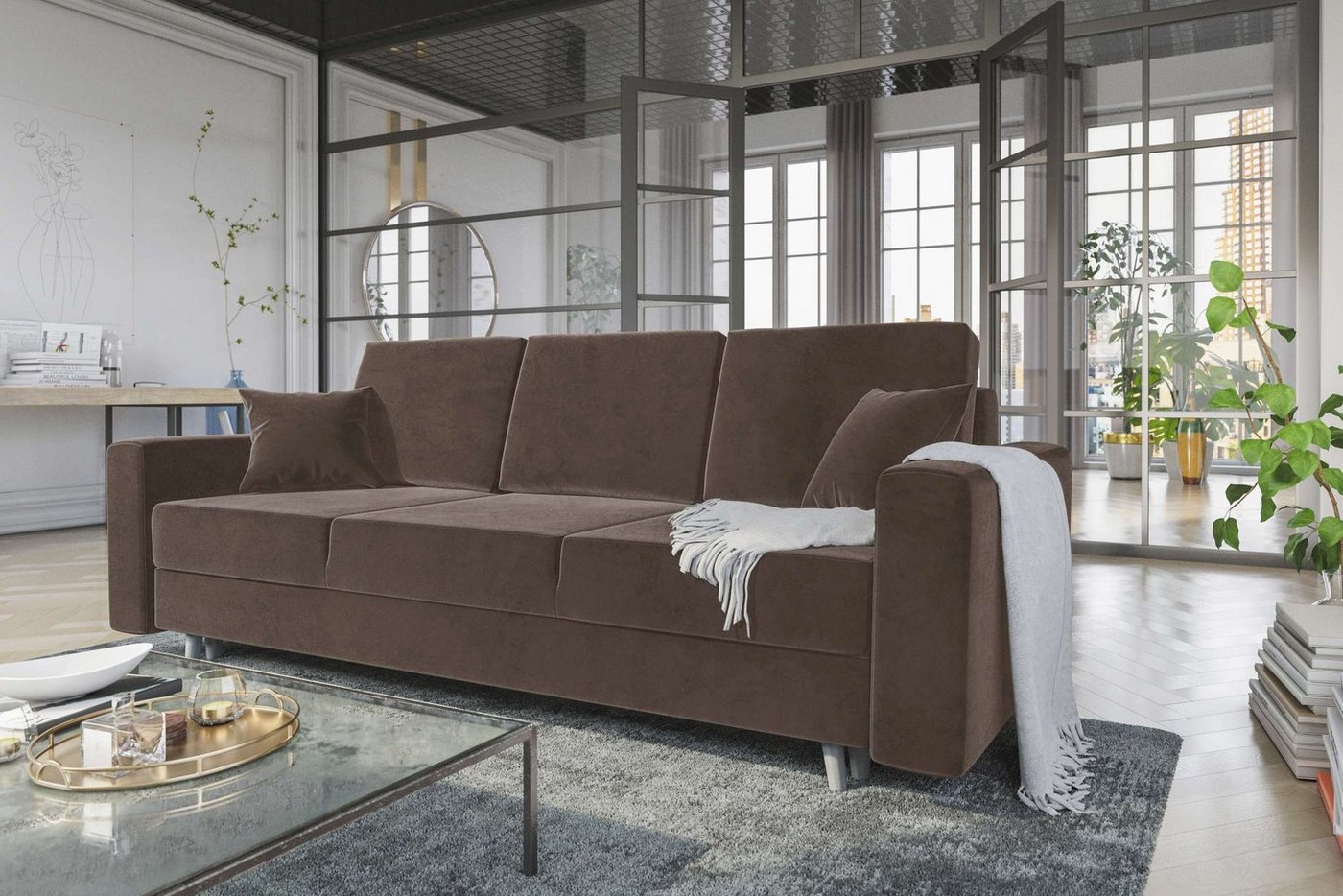 Stylefy 3-Sitzer Carmen, Sofa, Schlafsofa, Sitzkomfort, mit Bettfunktion, mit Bettkasten, Modern Design von Stylefy