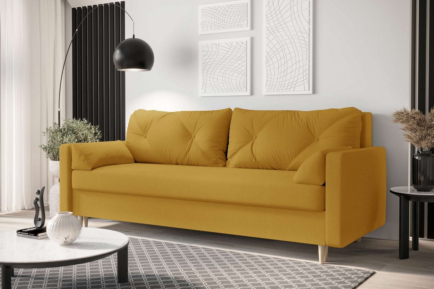 Stylefy 3-Sitzer Emily, Sofa, Schlafsofa, Sitzkomfort, mit Bettfunktion, mit Bettkasten, frei im Raum stellbar von Stylefy