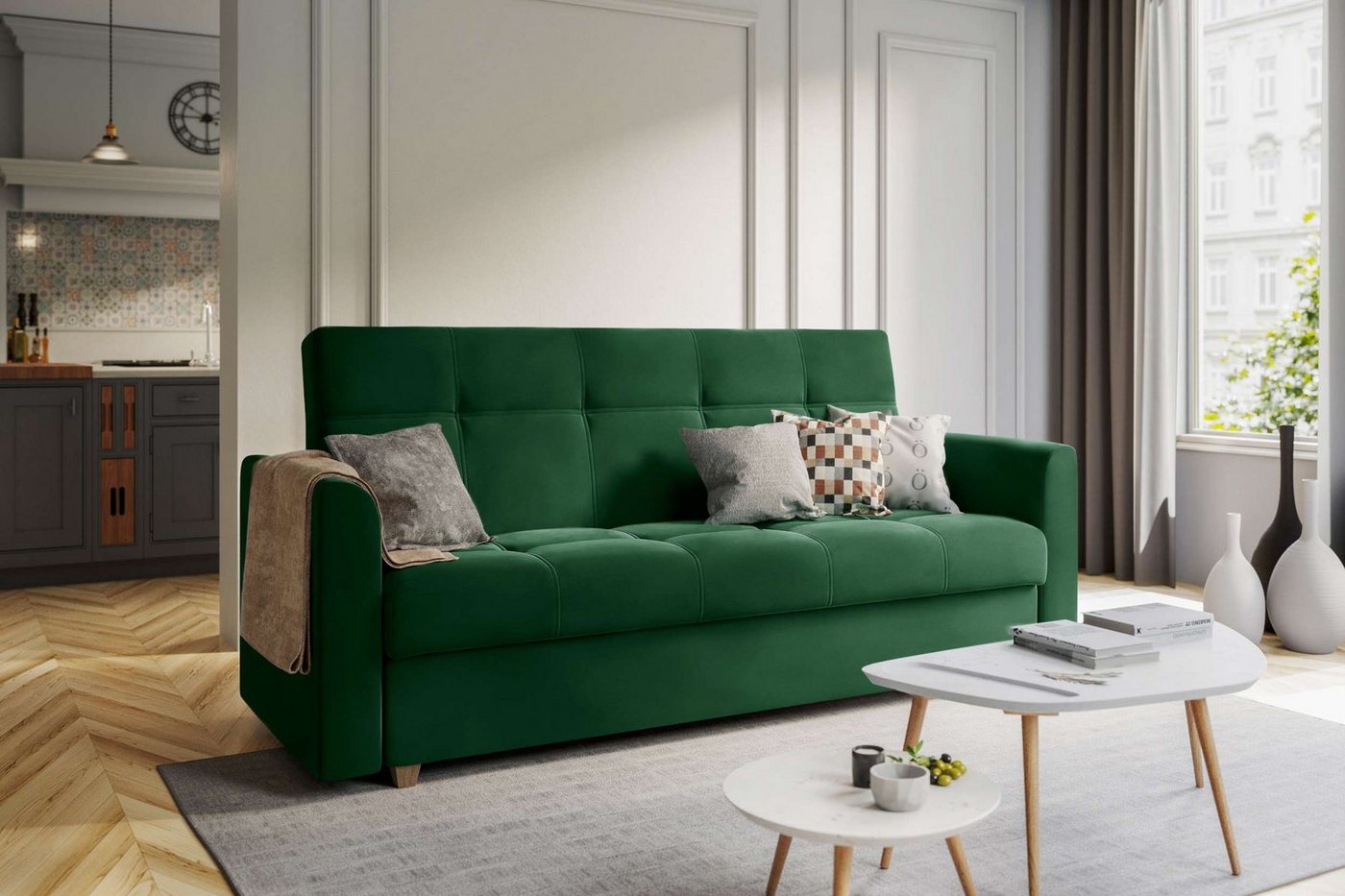 Stylefy 3-Sitzer Evelyn, Sofa, Schlafsofa, Sitzkomfort, mit Bettfunktion, mit Bettkasten, Modern Design von Stylefy