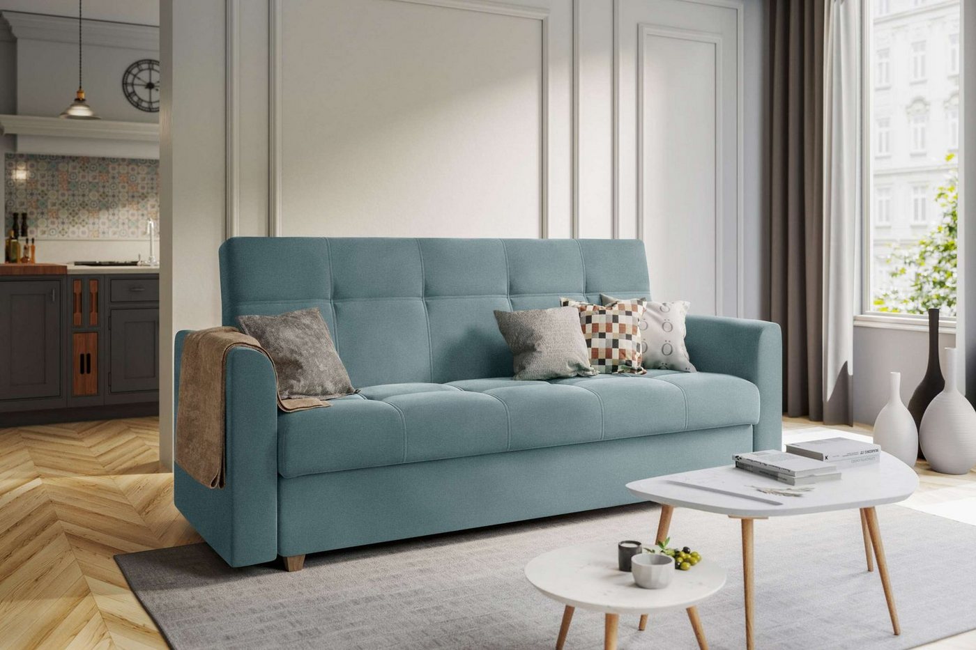 Stylefy 3-Sitzer Evelyn, Sofa, Schlafsofa, Sitzkomfort, mit Bettfunktion, mit Bettkasten, Modern Design von Stylefy