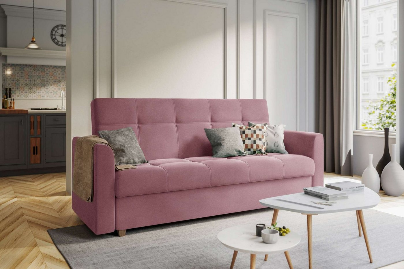 Stylefy 3-Sitzer Evelyn, Sofa, Schlafsofa, Sitzkomfort, mit Bettfunktion, mit Bettkasten, Modern Design von Stylefy