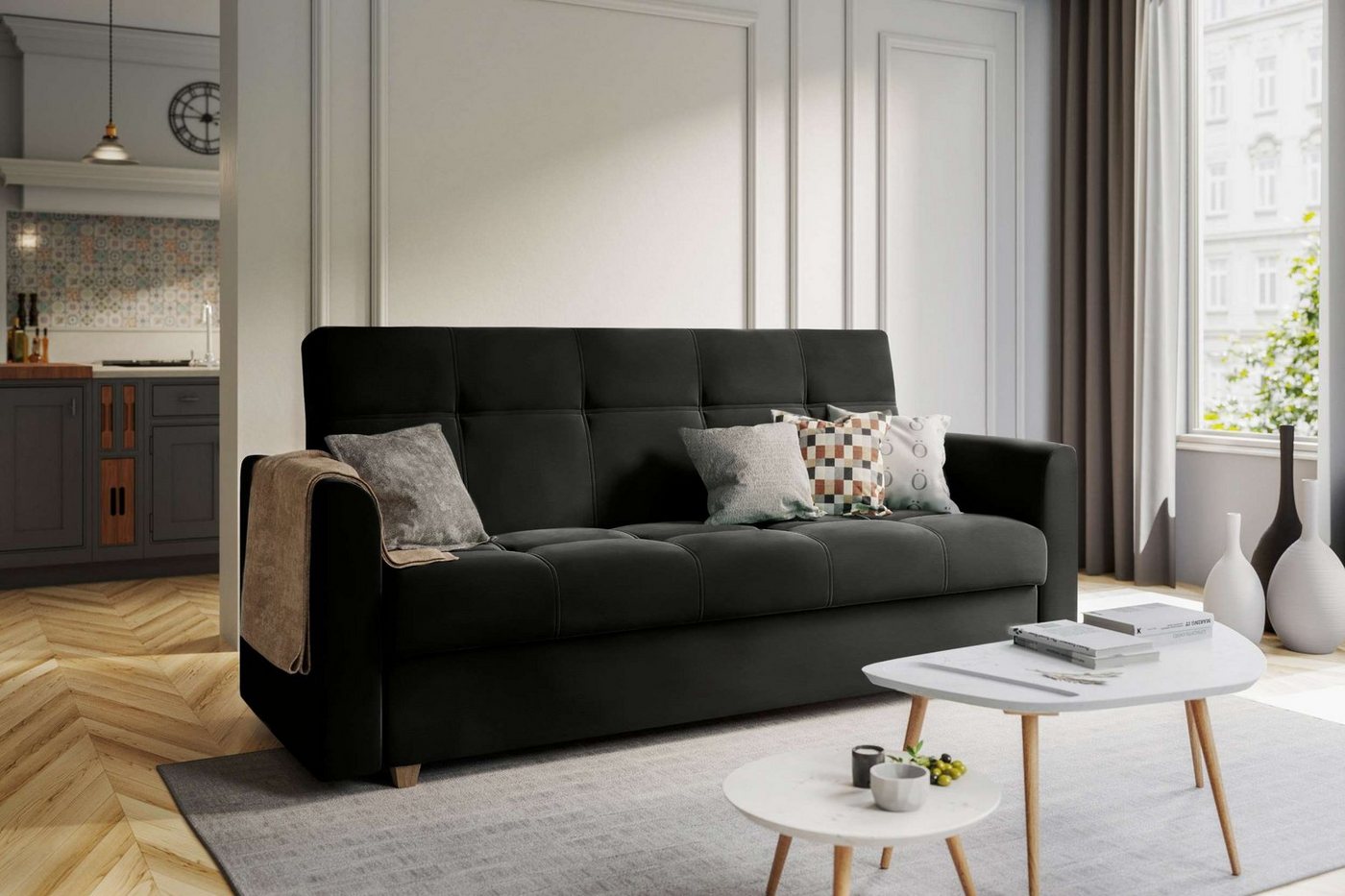 Stylefy 3-Sitzer Evelyn, Sofa, Schlafsofa, Sitzkomfort, mit Bettfunktion, mit Bettkasten, Modern Design von Stylefy