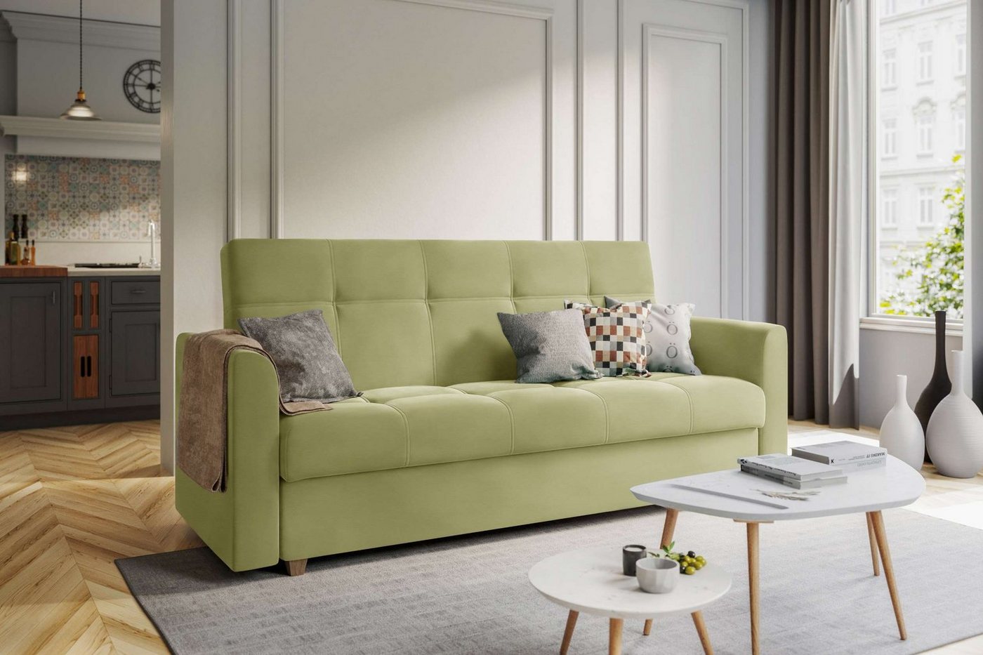 Stylefy 3-Sitzer Evelyn, Sofa, Schlafsofa, Sitzkomfort, mit Bettfunktion, mit Bettkasten, Modern Design von Stylefy