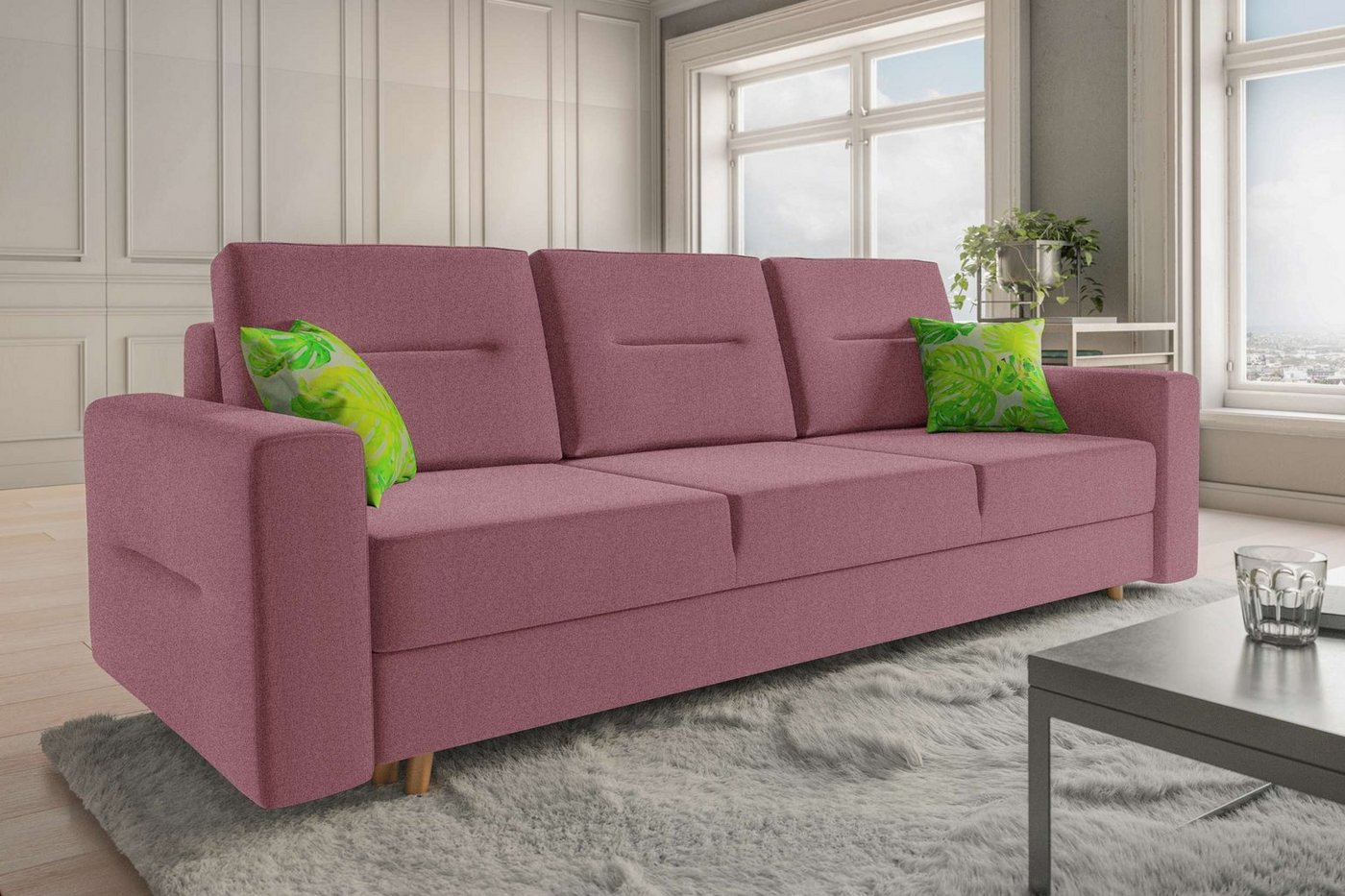 Stylefy 3-Sitzer Fabian, Sofa, Schlafsofa, Sitzkomfort, mit Bettfunktion, mit Bettkasten, frei im Raum stellbar von Stylefy