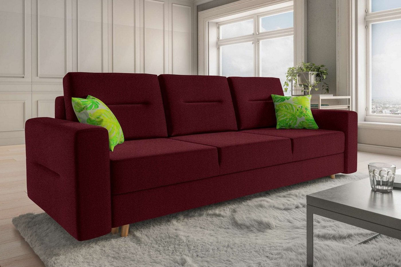 Stylefy 3-Sitzer Fabian, Sofa, Schlafsofa, Sitzkomfort, mit Bettfunktion, mit Bettkasten, frei im Raum stellbar von Stylefy