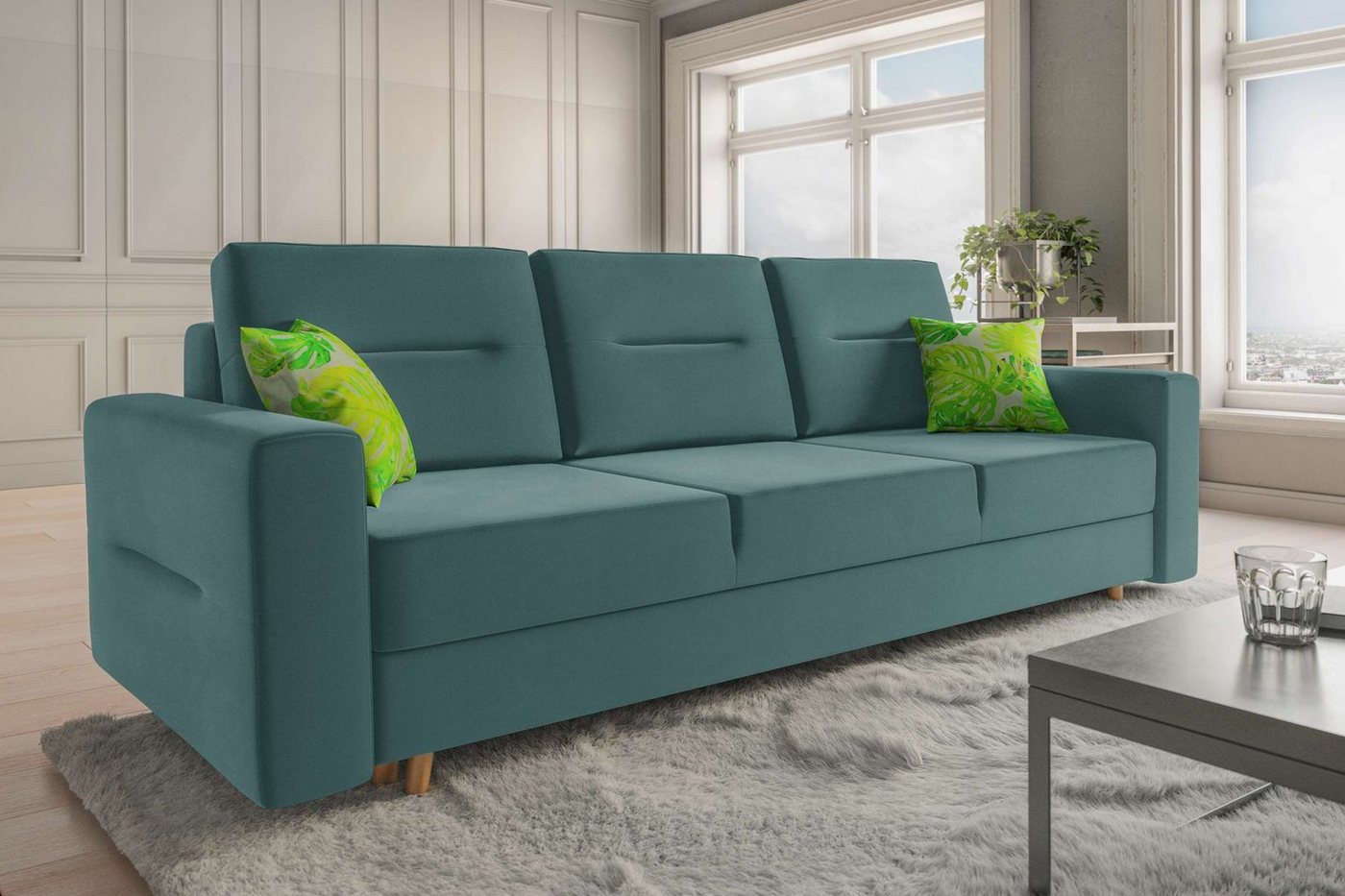 Stylefy 3-Sitzer Fabian, Sofa, Schlafsofa, Sitzkomfort, mit Bettfunktion, mit Bettkasten, frei im Raum stellbar von Stylefy