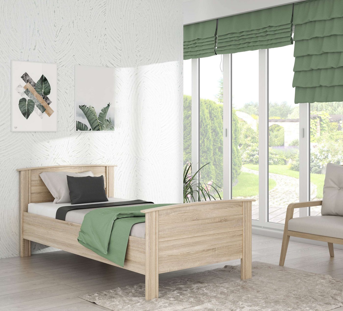 Stylefy Bettgestell Goria (Bett, Einzelbett), 100x200, Bettgestell ohne Lattenrost und Matratze, aus Holzwerkstoff von Stylefy