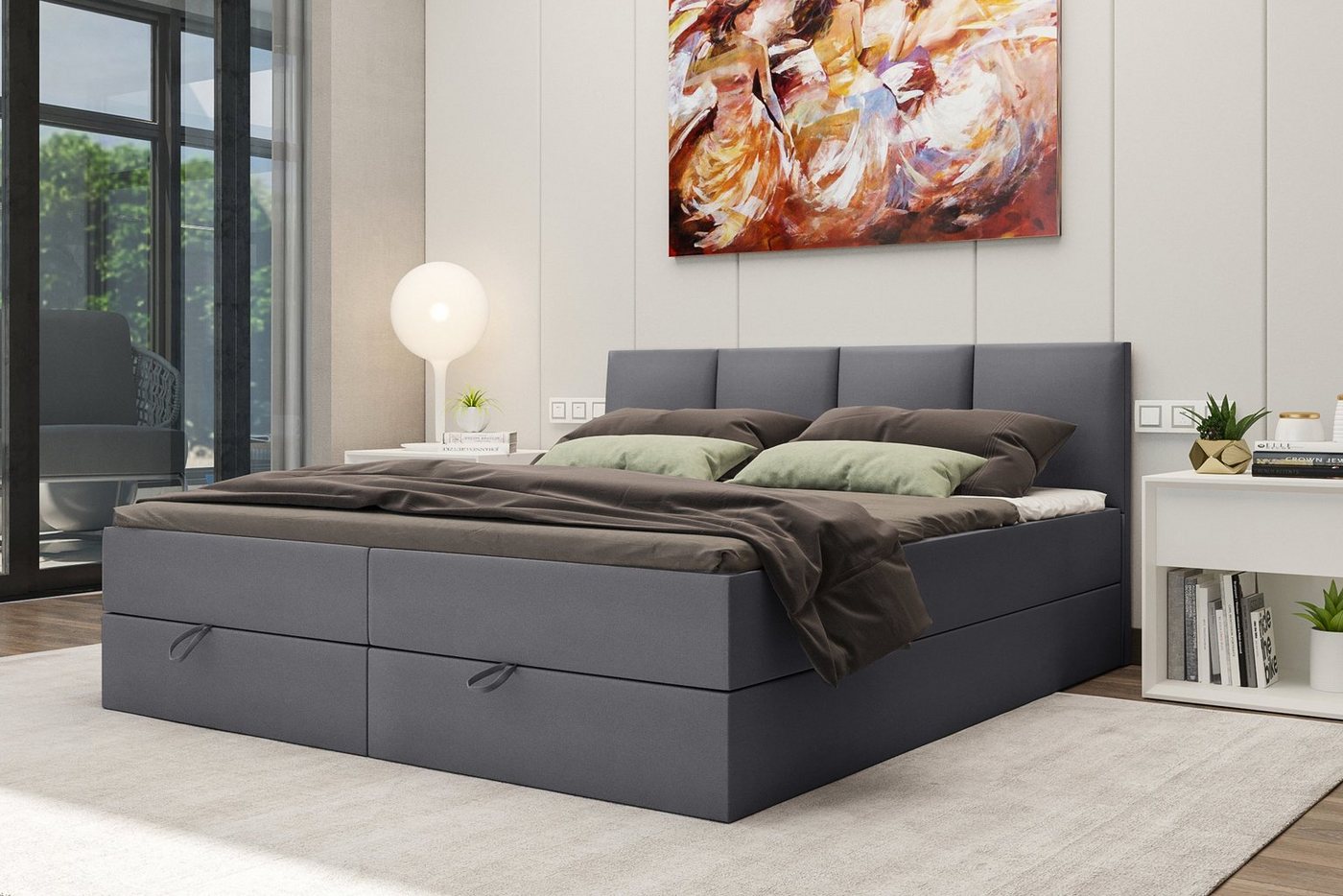 Stylefy Boxspringbett Alvaro (Schlafzimmerbett, Bett), 140/160/180x 200 cm, wahlweise mit Topper, mit Bonellfederkern von Stylefy