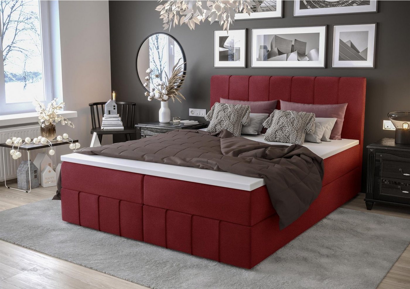 Stylefy Boxspringbett Amber (Schlafzimmerbett, Bett), 140/160/180 x 200 cm, mit Matratze und Topper, Bettkasten von Stylefy
