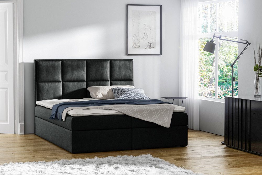 99rooms Boxspringbett Amelio (Schlafzimmerbett, Bett), mit Taschenfederkern Matratze, Topper, Bettkasten, Kopfteil gepolstert von 99rooms