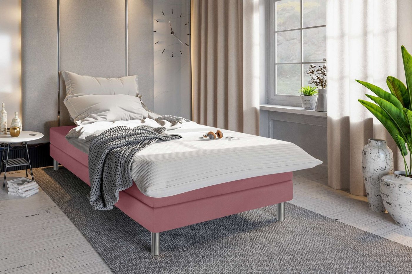 Stylefy Boxspringbett Anthony (Schlafzimmerbett, Bett), 80/90/120x 200 cm, mit Matratze und Topper von Stylefy