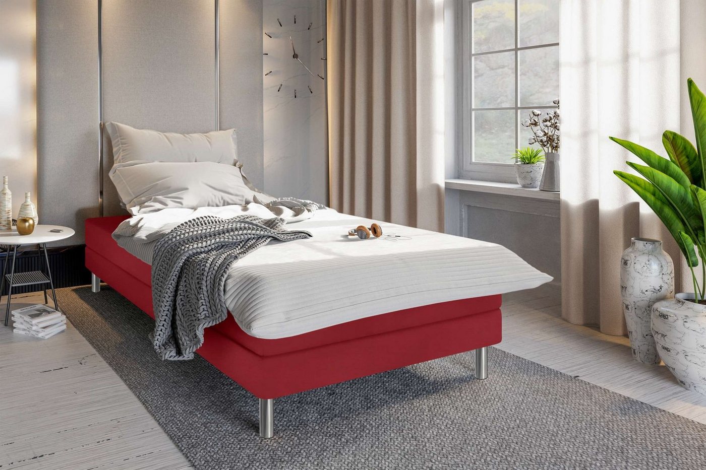 Stylefy Boxspringbett Anthony (Schlafzimmerbett, Bett), 80/90/120x 200 cm, mit Matratze und Topper von Stylefy