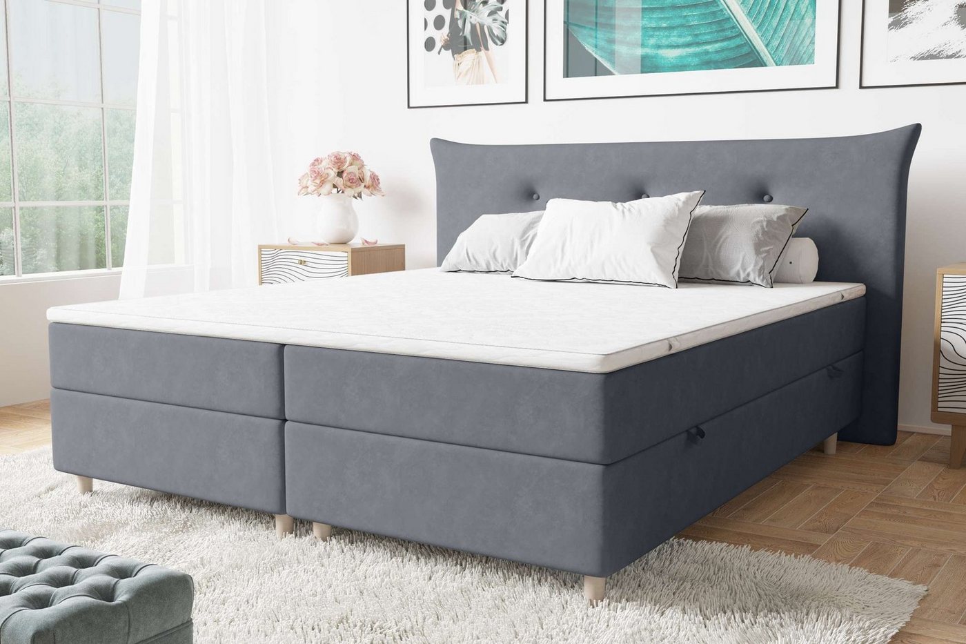 Stylefy Boxspringbett Artemis (Schlafzimmerbett, Bett), gepolstert von Stylefy