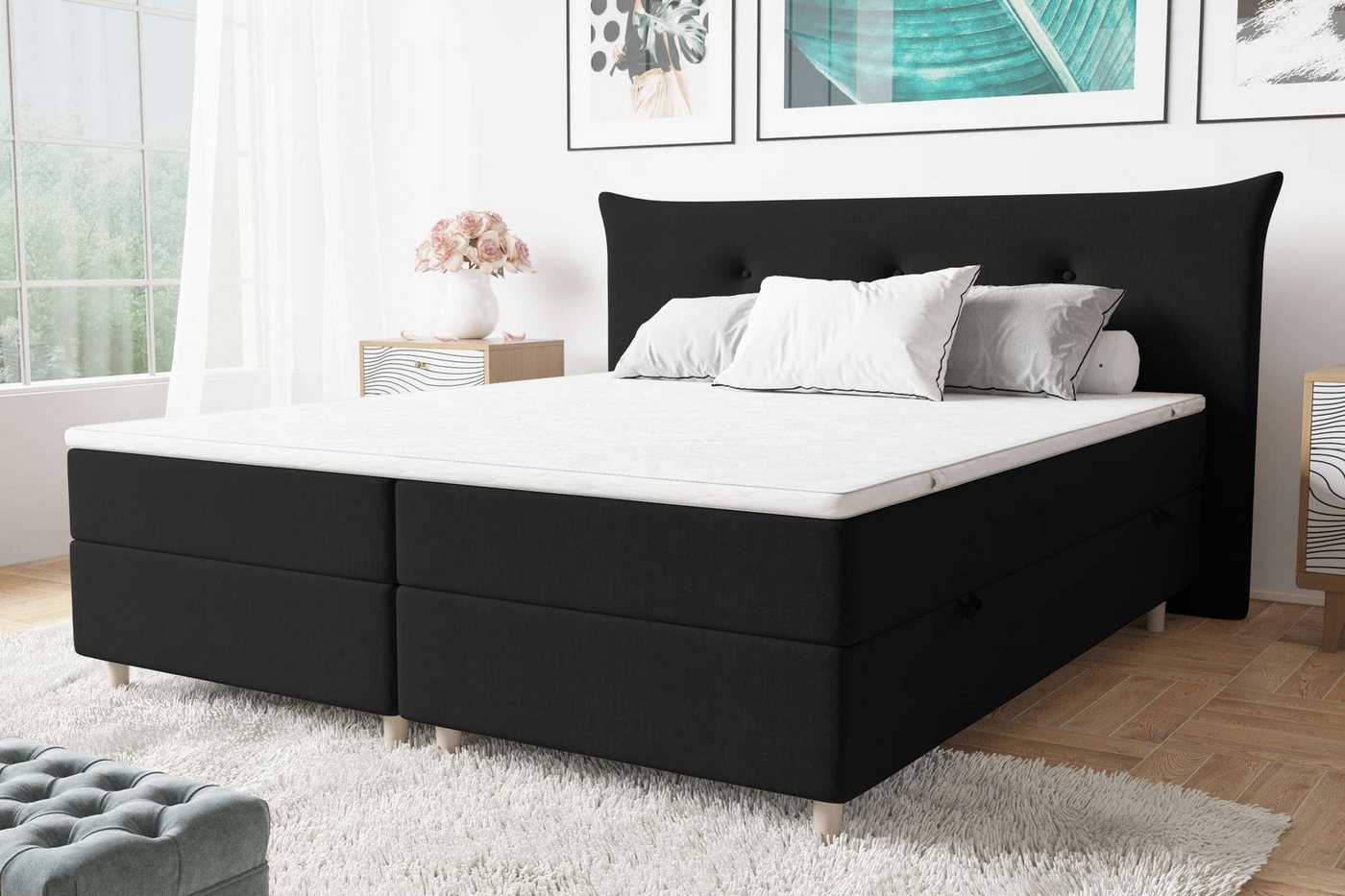 Stylefy Boxspringbett Artemis (Schlafzimmerbett, Bett), gepolstert von Stylefy