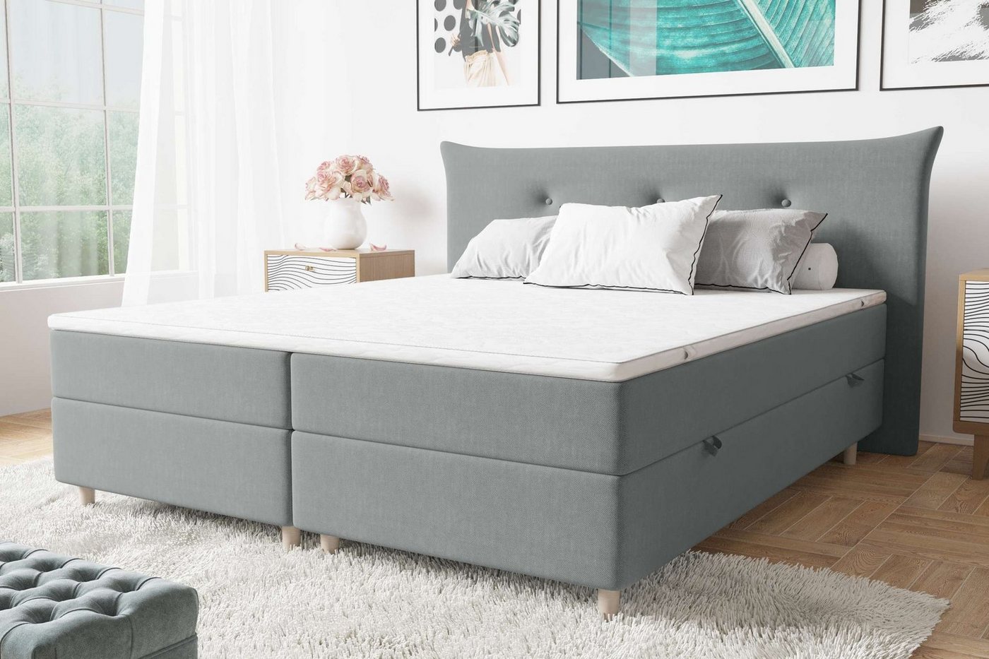 Stylefy Boxspringbett Artemis (Schlafzimmerbett, Bett), gepolstert von Stylefy