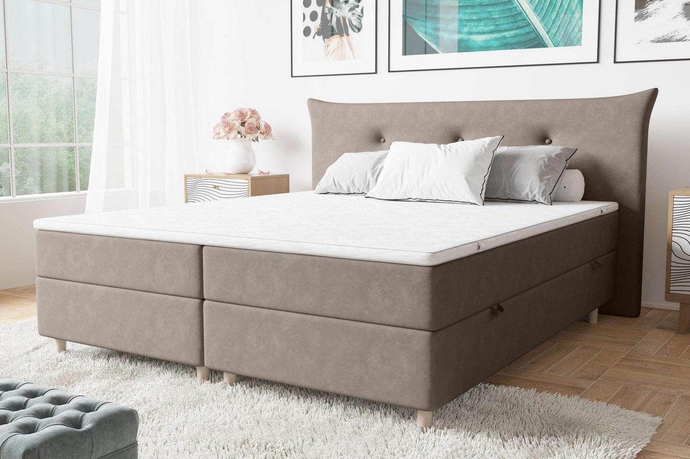 Stylefy Boxspringbett Artemis (Schlafzimmerbett, Bett), gepolstert von Stylefy