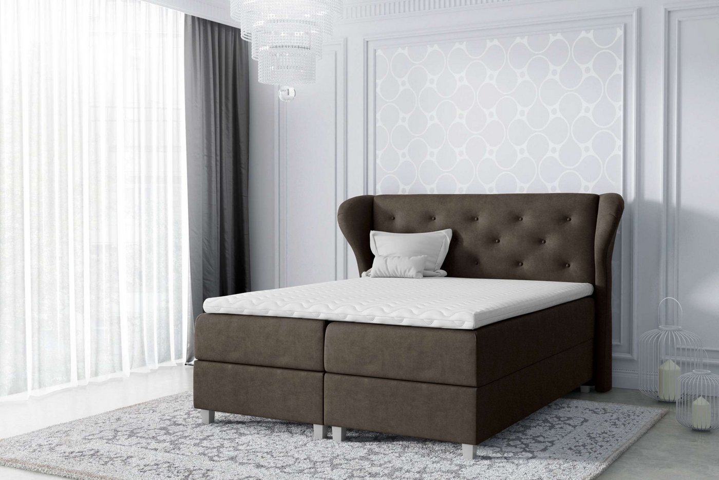 Stylefy Boxspringbett Bellagio (Schlafzimmerbett, Bett), gepolstert von Stylefy