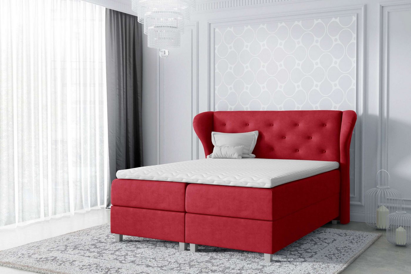 Stylefy Boxspringbett Bellagio (Schlafzimmerbett, Bett), gepolstert von Stylefy