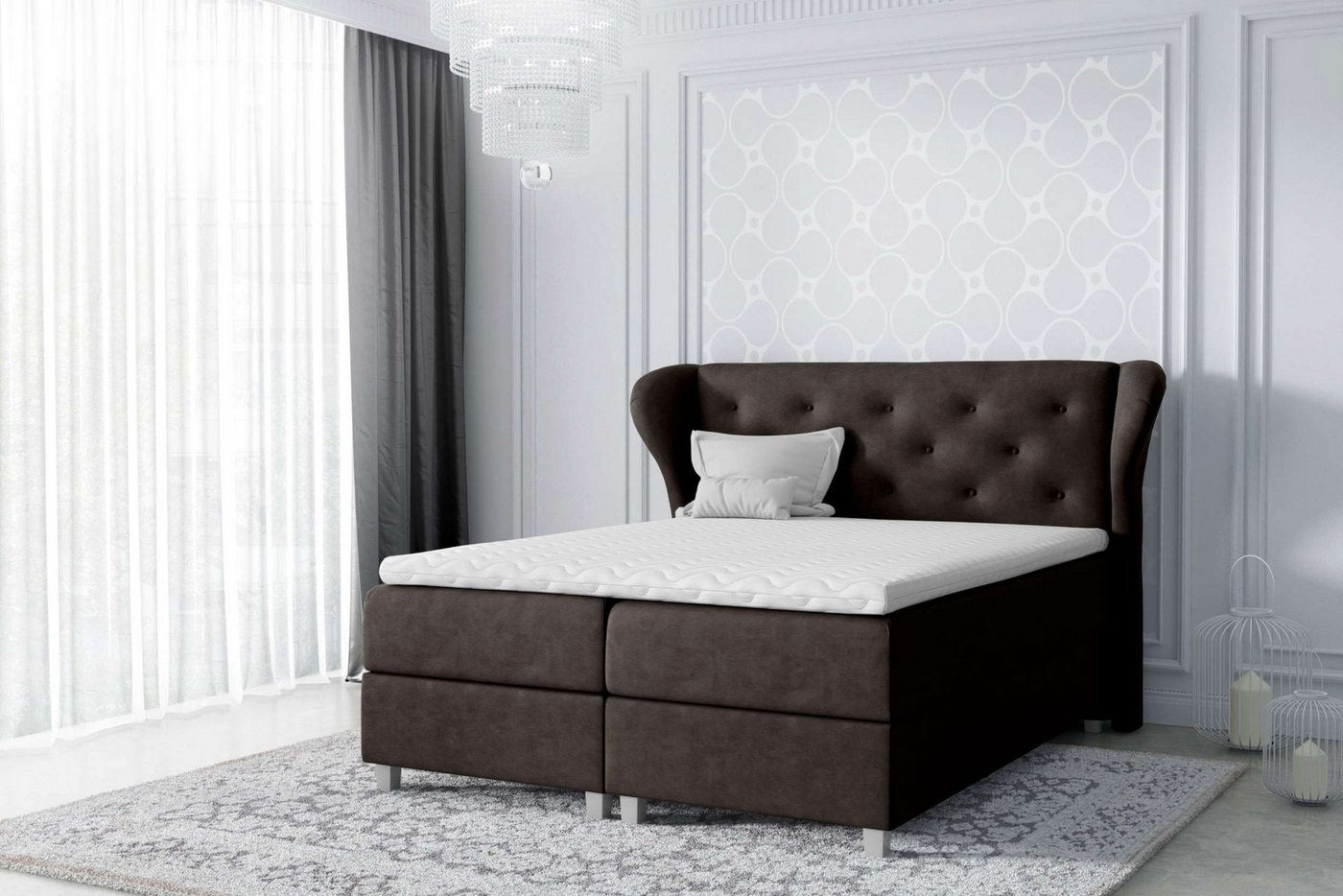 Stylefy Boxspringbett Bellagio (Schlafzimmerbett, Bett), gepolstert von Stylefy