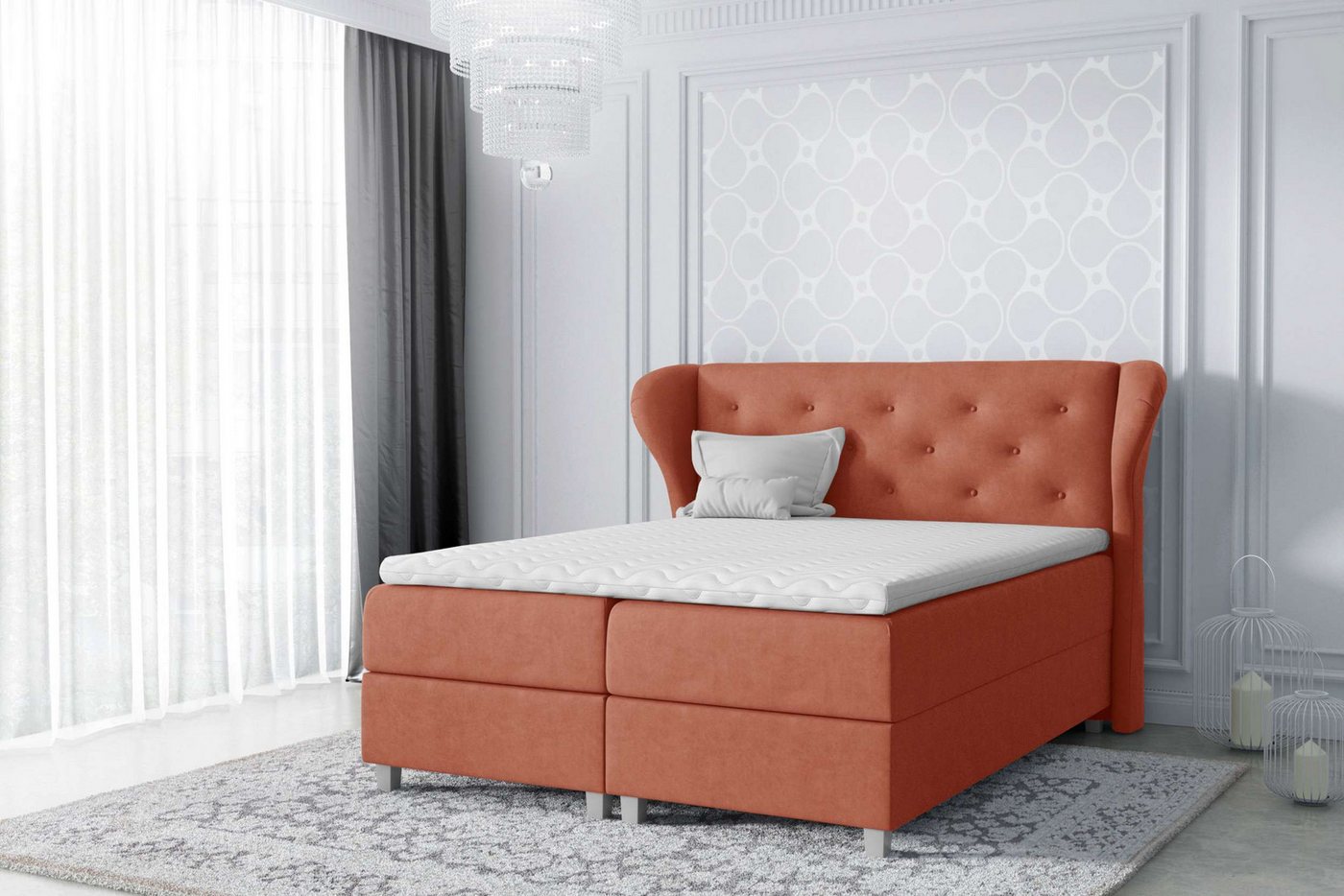 Stylefy Boxspringbett Bellagio (Schlafzimmerbett, Bett), gepolstert von Stylefy