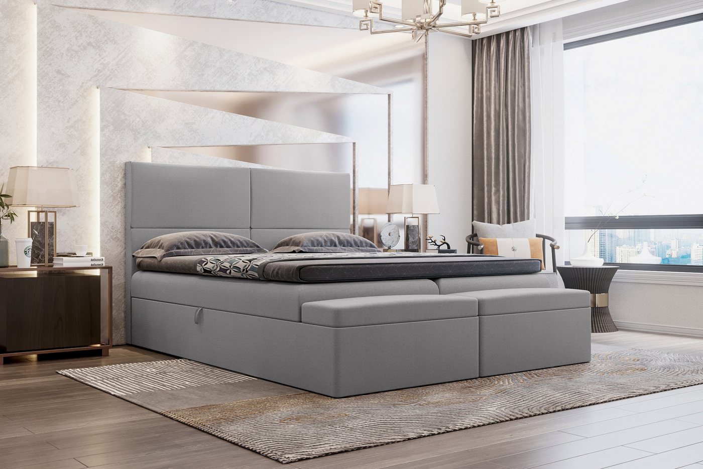 Stylefy Boxspringbett Bellino (Schlafzimmerbett, Bett), gepolstert von Stylefy