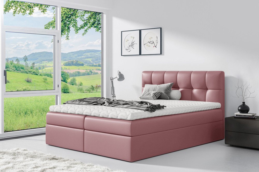 99rooms Boxspringbett Bernard (Schlafzimmerbett, Bett), mit Bonellfederkern Matratze, Topper, Bettkasten, Kopfteil gepolstert von 99rooms