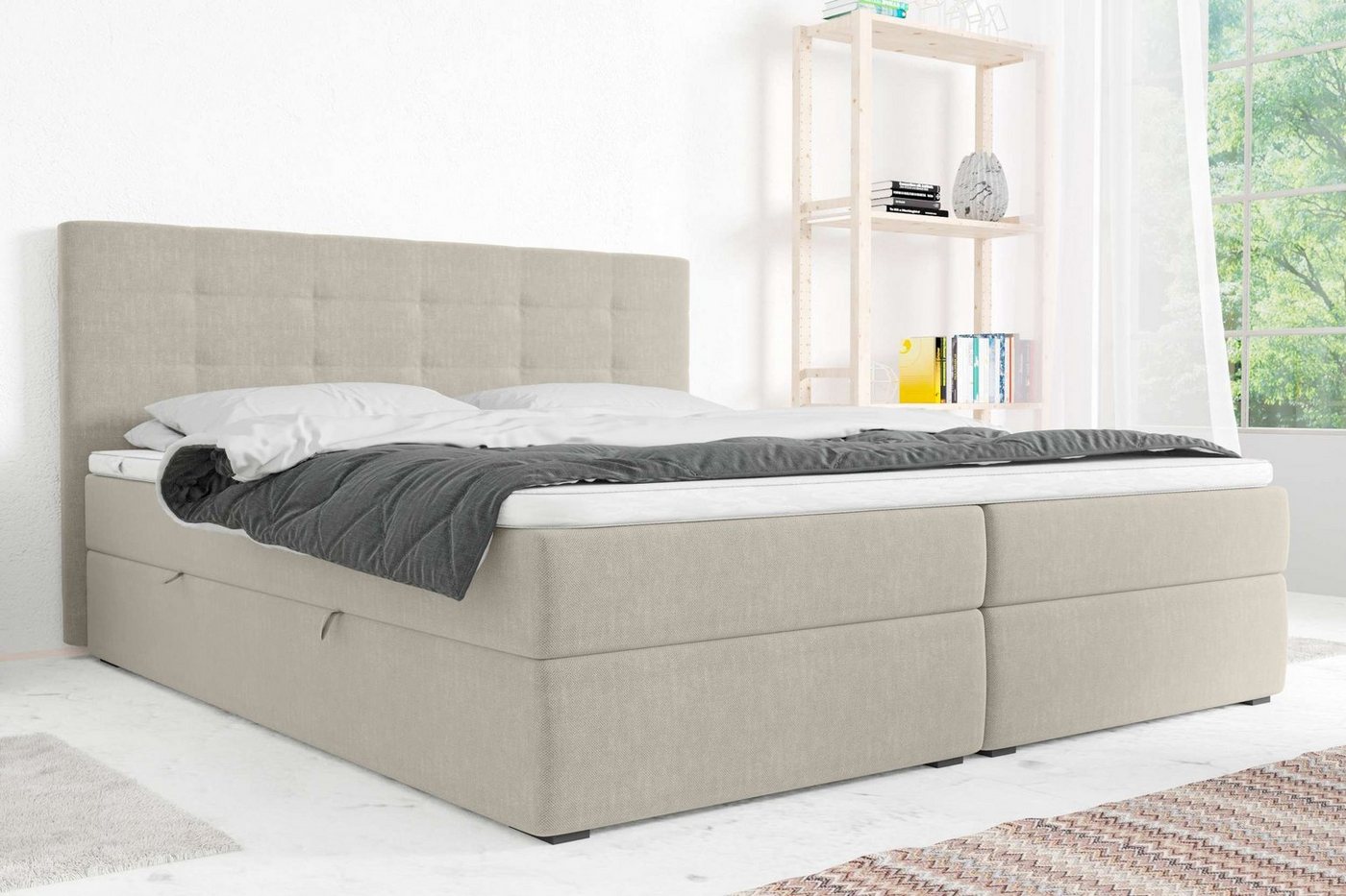 Stylefy Boxspringbett Bonvito (Schlafzimmerbett, Bett), gepolstert von Stylefy