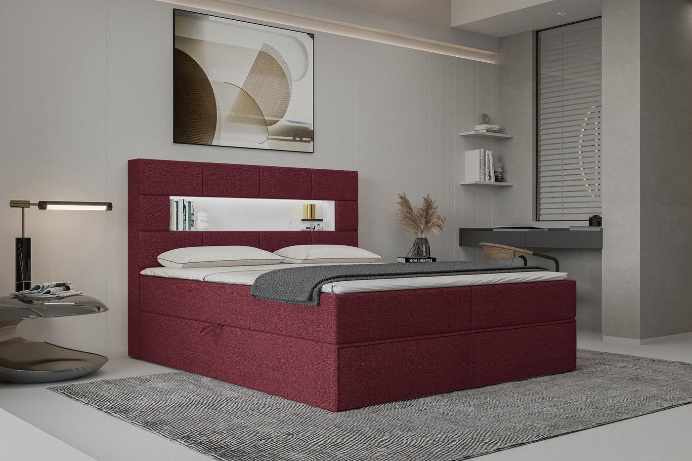 Stylefy Boxspringbett Comfy (Schlafzimmerbett, Bett), LED-Beleuchtung von Stylefy