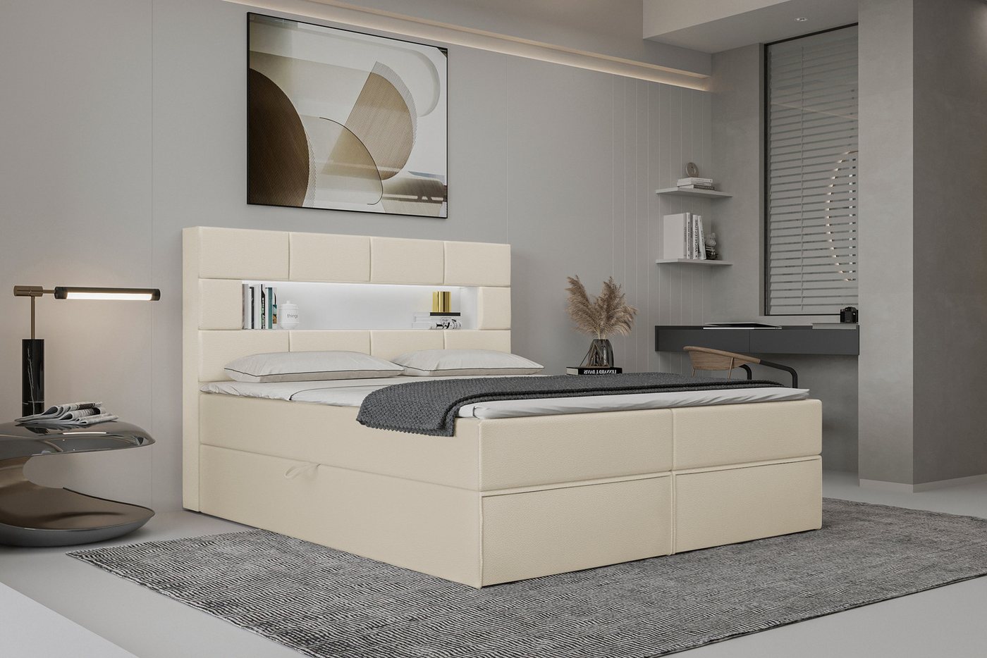99rooms Boxspringbett Comfy (Schlafzimmerbett, Bett), wahlweise mit Topper, mit Bettkasten, inkl. LED-Beleuchtung von 99rooms