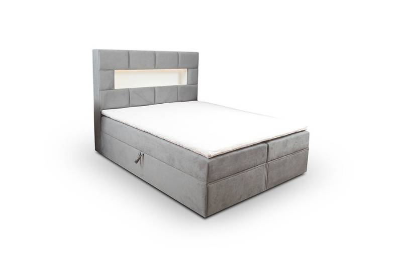 99rooms Boxspringbett Comfy (Schlafzimmerbett, Bett), 140/160/180/200 x 200 cm, wahlweise mit Topper, mit Taschenfederkern Matratze, Bettkasten, Kopfteil gepolstert, mit LED-Beleuchtung von 99rooms