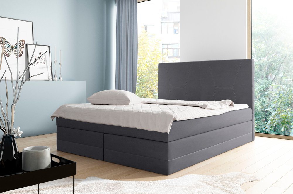 Stylefy Boxspringbett Cooper (Schlafzimmerbett, Bett), gepolstert von Stylefy