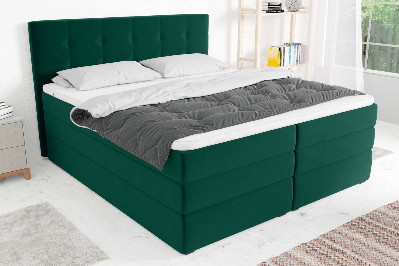 99rooms Boxspringbett Dante (Schlafzimmerbett, Bett), wahlweise mit Bonell-/Taschenfederkernmatratze, mit/ohne Bettkasten von 99rooms