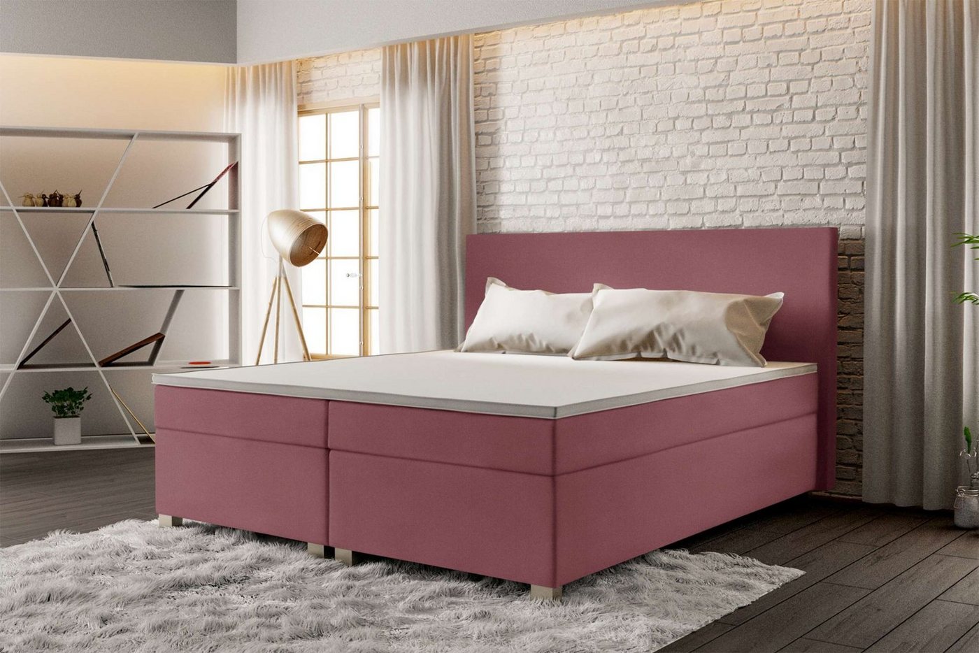 Stylefy Boxspringbett Ellis (Schlafzimmerbett, Bett), 140/160/180/200 x 200 cm, mit Matratze und Topper von Stylefy