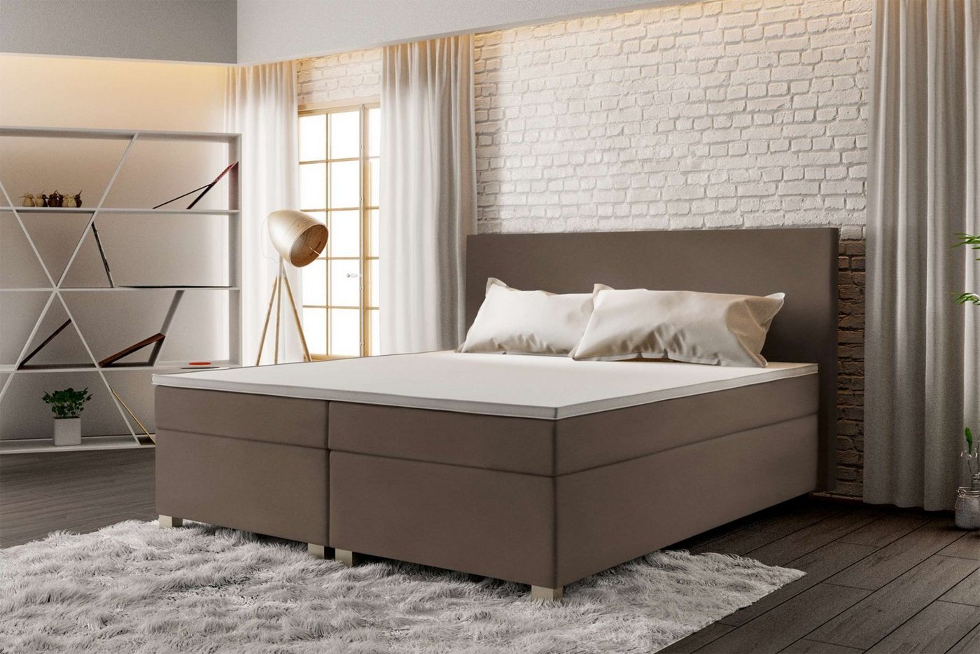 Stylefy Boxspringbett Ellis (Schlafzimmerbett, Bett), 140/160/180/200 x 200 cm, mit Matratze und Topper von Stylefy