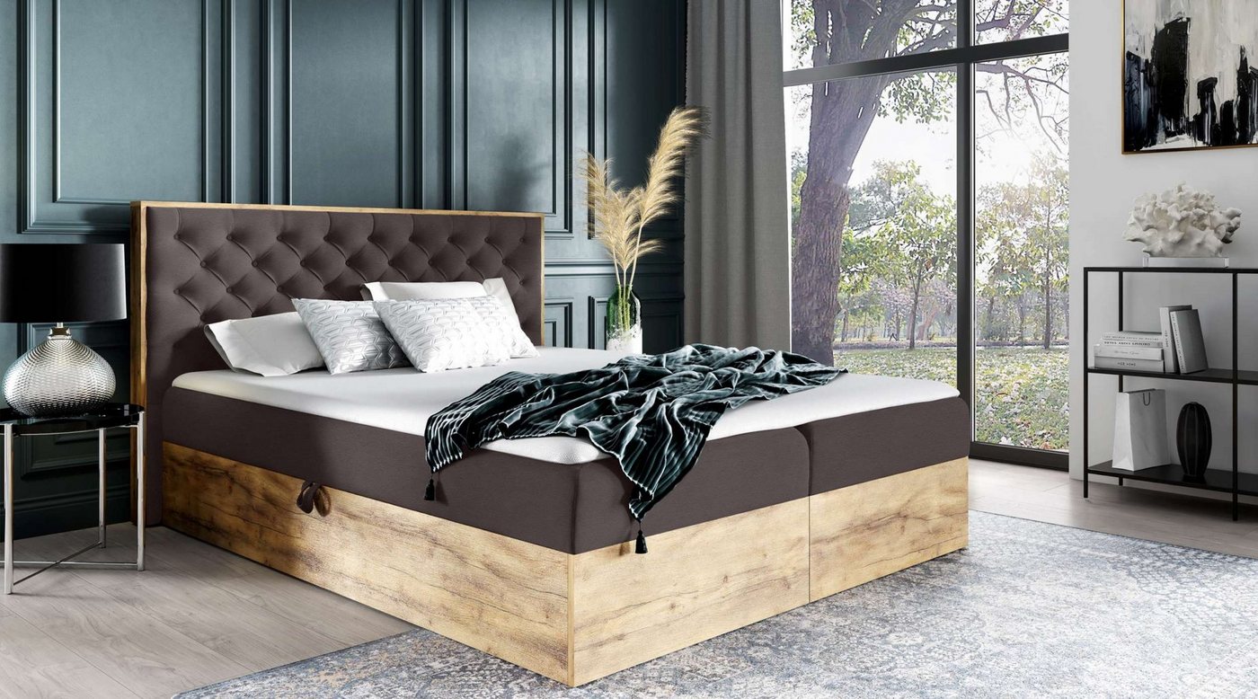 Stylefy Boxspringbett Galaxy (Schlafzimmerbett, Bett), 120/140/160/180/200x200, Bonellfederkern Matratze, Topper, Bettkasten von Stylefy