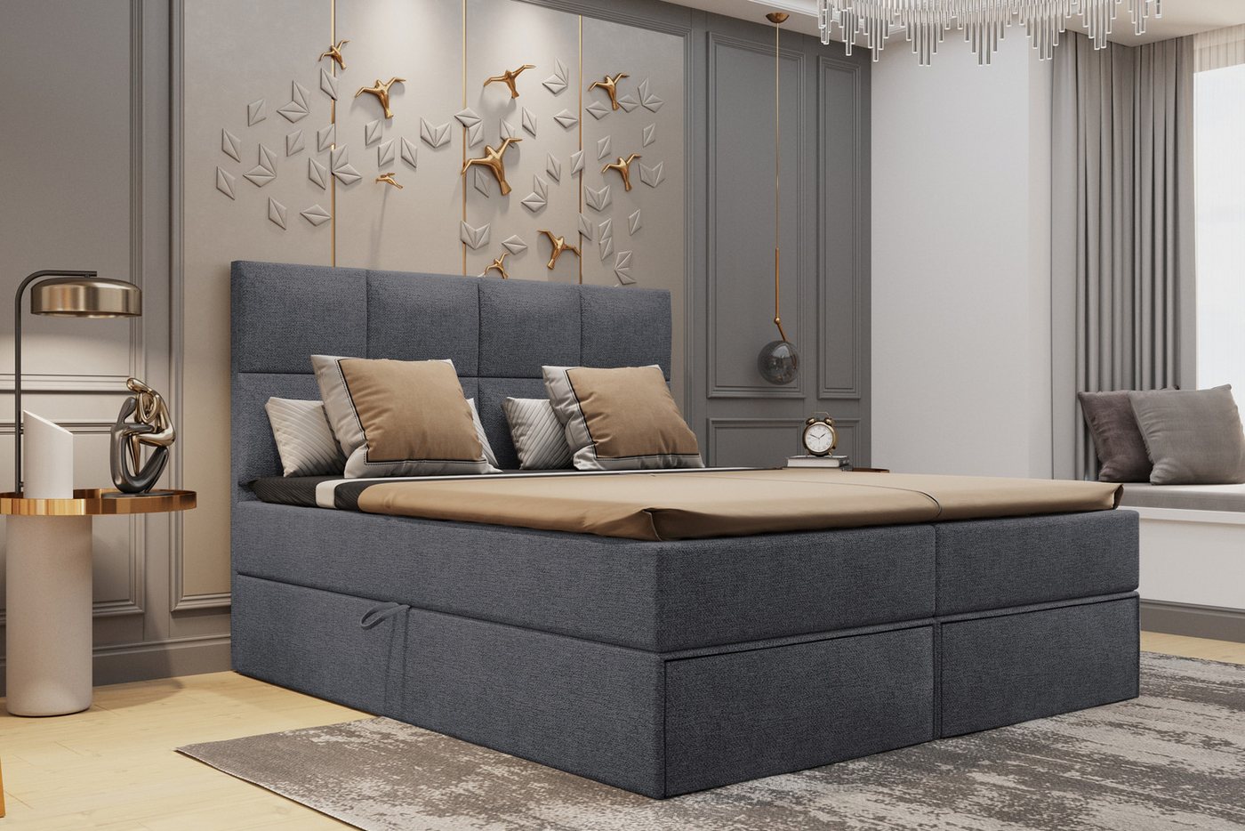 Stylefy Boxspringbett Gardellini (Schlafzimmerbett, Bett), gepolstert von Stylefy