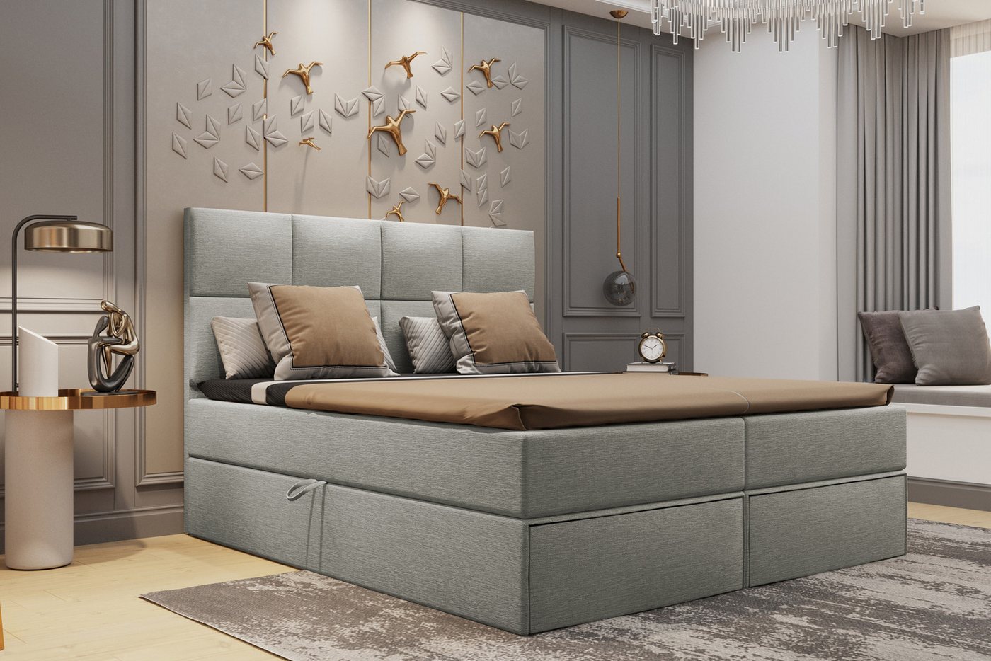 Stylefy Boxspringbett Gardellini (Schlafzimmerbett, Bett), gepolstert von Stylefy